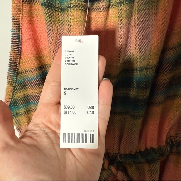 Urban Outfitters Pink Green Plaid Jumpsuit | Boho Relaxed One-Piece Size small - Picture 8 of 8